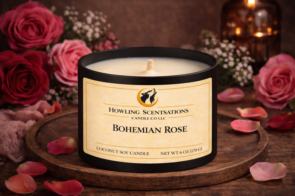 Moonveil Rose 6 oz Coconut Soy Candle - Fresh Rose & Citrus Rose Candle