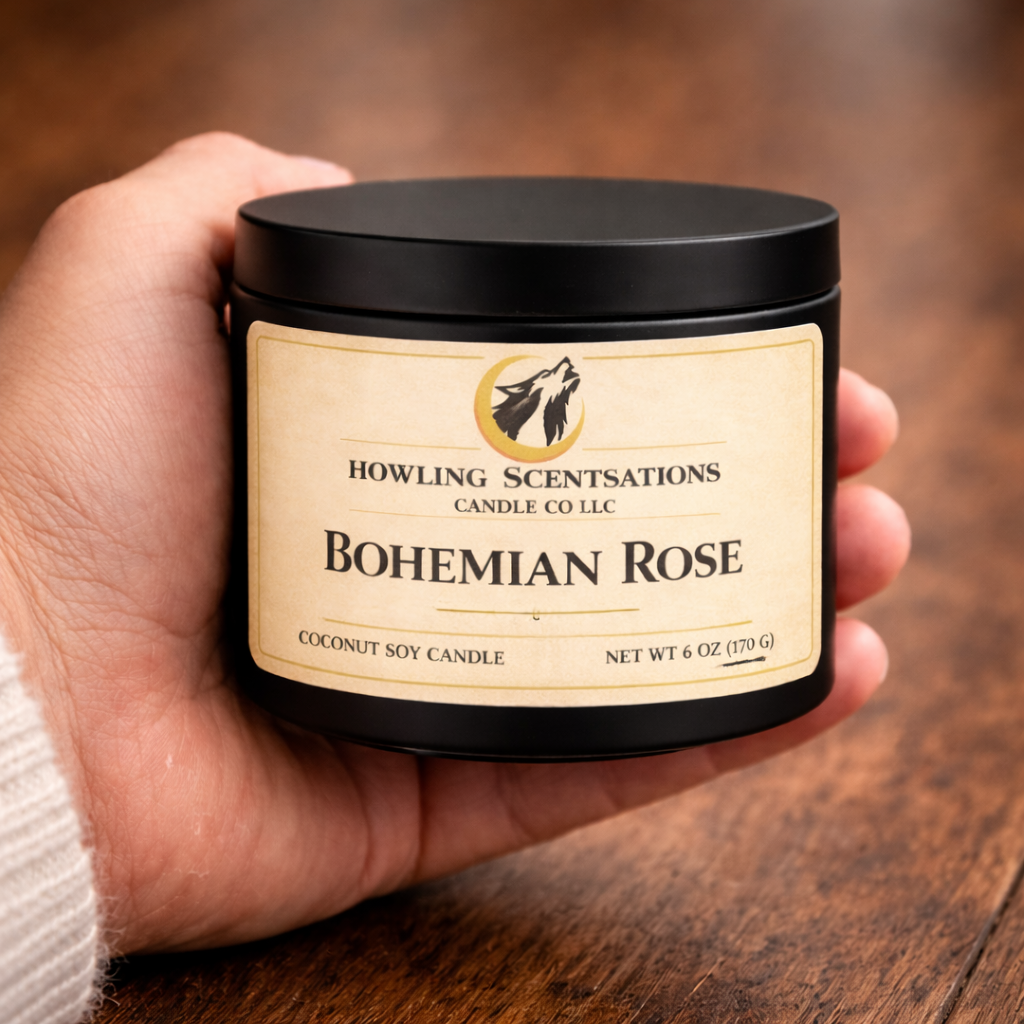 Moonveil Rose 6 oz Coconut Soy Candle - Fresh Rose & Citrus Rose Candle