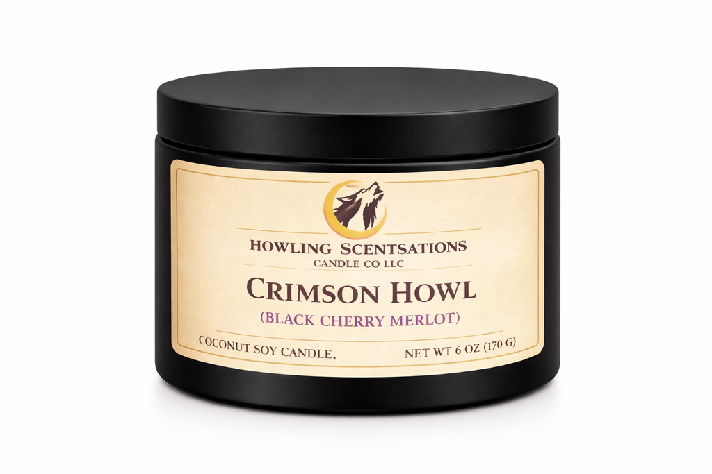 Crimson Howl Cherry Candle – 6 oz Coconut Soy Candle in Black Cherry Merlot Scent