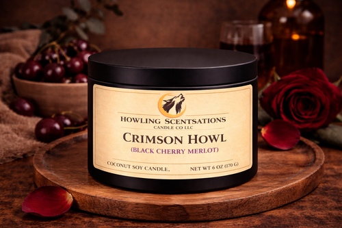 Crimson Howl Cherry Candle – 6 oz Coconut Soy Candle in Black Cherry Merlot Scent