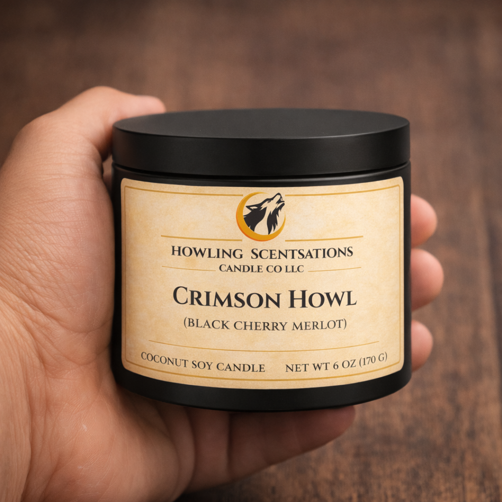 Crimson Howl Cherry Candle – 6 oz Coconut Soy Candle in Black Cherry Merlot Scent