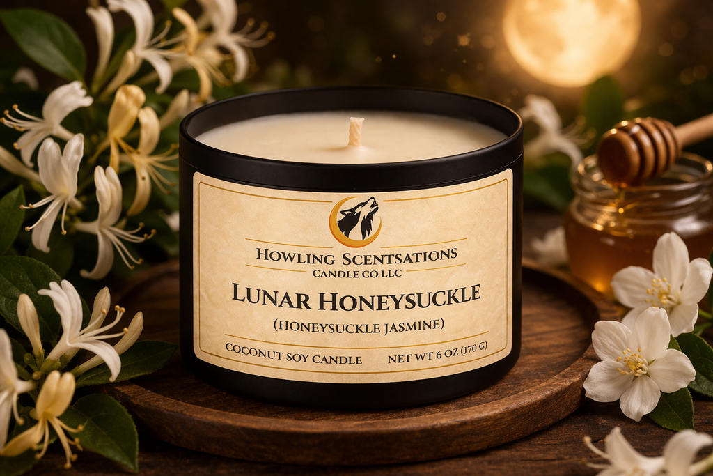 Lunar Honeysuckle – 6 oz Coconut Soy Candle (Honeysuckle & Jasmine Candle)