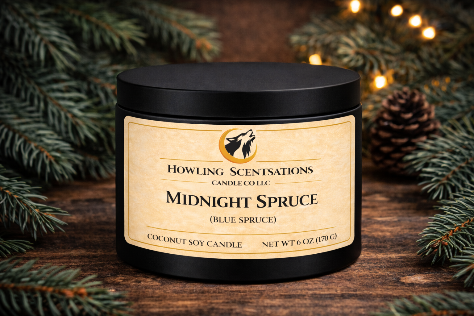 Midnight Spruce – 6 oz Spruce Candle with Cool Pine & Fresh Evergreen Scent