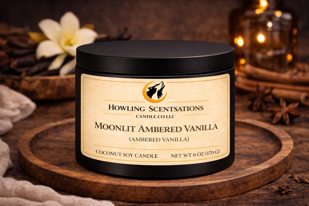 Moonlit Ambered Vanilla – 6 oz Coconut Soy Candle (Warm Vanilla & Amber)