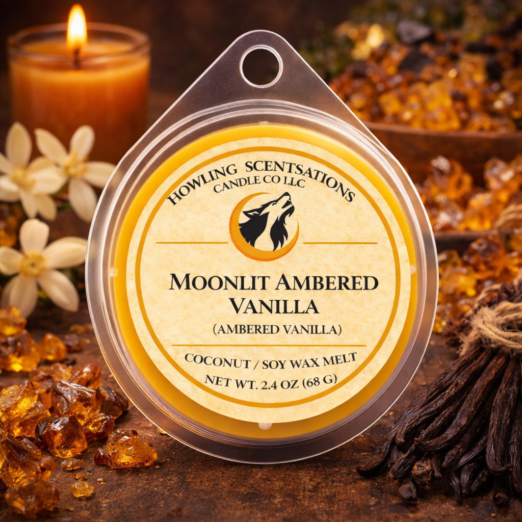 Moonlit Ambered Vanilla – Coconut Soy Wax Melts (Warm Vanilla & Amber)